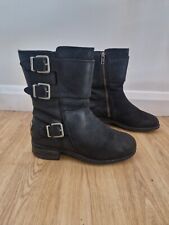 UGG Biker Boots Uk 4.5 Eu 38 Black Zip Wilcox Style Sheepskin Leather Australia