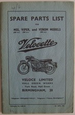 Velocette MSS Viper Venom 1956 Illustrated Parts List