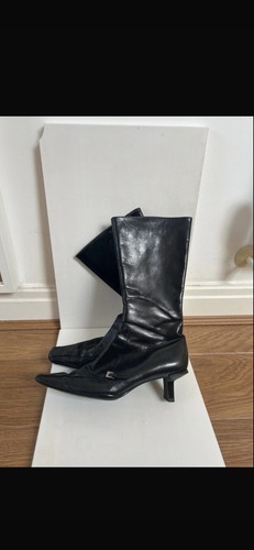 Prada leather black boots - black,