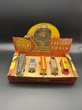 Vintage 1940s Marx Tin Wind Up Train Set With Key In Original Store Display Box