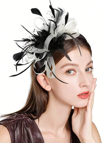 Flower feather hair - flower, hat