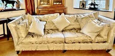 Duresta Huge Vantage 4 Seater Sofa  And Matching Footstool.  Silver/ivory