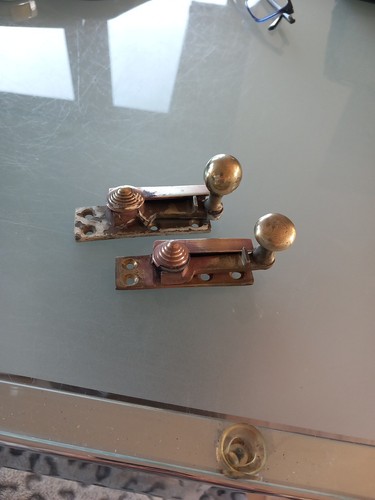 Antique brass sash window - 2,
