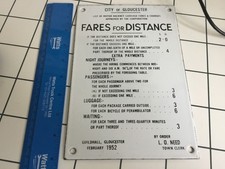 Enamel sign 1952 City of Gloucester taxi fares / hackney carriages ORIGINAL