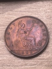 Victoria, Halfpenny, 1861, Uncirculated, Stunning Condition, 6/6