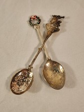 Vintage WAPW Merry Christmas Wreathe Angel Cherub Silver Plate Collector Spoons