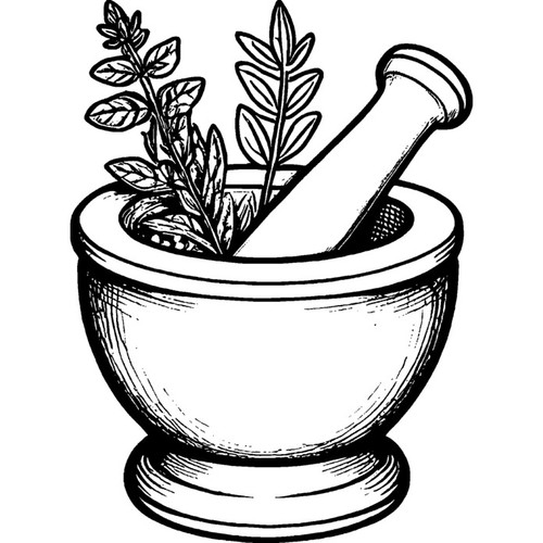 Herb mortar and pestle - 'herb, pestle'