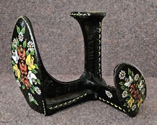 Vintage Hand Painted Canal Art Cast Iron Cobblers Shoe Last - Swain Size 2