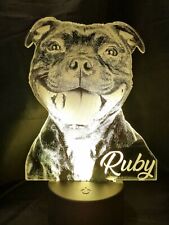 Personalized Staffordshire Terrier Staffy Acrylic LED Lamp Gift