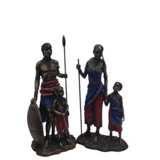 Leonardo Collection Masai Figurines Bundle 2003 Family Set Decor Pre-Owned 11in