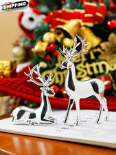 Holiday Reindeer Statue Rustic Table Decor Christmas Ornament Figurine