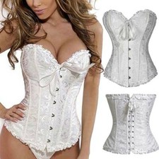 Women‘s Sexy Lace Up Shaper Basque Corset Top Suspender Lingerie With Thong Plus