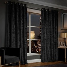 Ring Top Thick Velvet Blackout Curtains Pair With Eyelet Ready Made Fully Lined