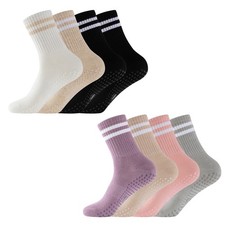 Ladies Yoga Ankle Socks 4 Pack Pilates Cotton Non-Slip Barre Ballet Gym Socks