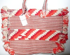 Whistles Manzoni Bag orange / beige texture tasselled tote shopper New Tags BNWT