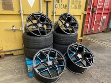 VW TRANSPORTER T6 T5 ALLOY WHEELS + TYRES ALUWERKS XTANT XT2 BLACK 850KG LOAD