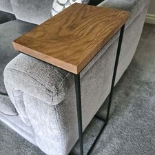 Oak and Metal Sofa Side Table