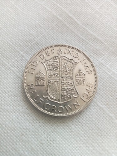 Silver half crown coin 1945 - crown,