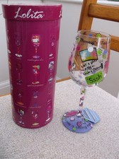 LOLITA  Wine Glass Hand Painted With Recipe  MUMMYS TIME OUT UNUSED  RARE