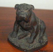 Vintage Bronze Resin English Bulldog Figurine Signed by J Spouse