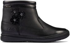 Clarks SCOOTER GO GTX Girls Black Leather Waterproof Boots