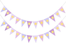 Purple Sun Flag Happy Birthday