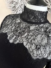 COAST .. Stunning Black Long Sleeve Lace Bodice Top Size SMALL
