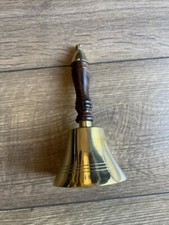 19 cm Brass School dinner Hand Reception Bell With Wooden Handle