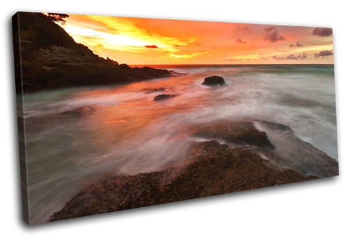Waves orange sunset - waves,