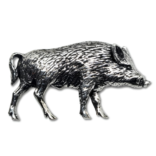 Wild boar pewter pin badge - pewter,
