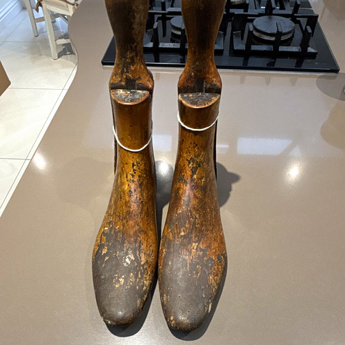 Vintage pair wooden shoe - wooden,