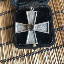Antique Silver Maltese Cross 917 Malta Hallmarked Pendant Gemstone Heavy
