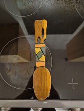 Decorative African Carved Wooden Colourful Spoon With Elephant Handle