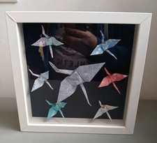 Origami cranes Ikea Ribba White photo frame  10 X 10 Inches  Artwork 