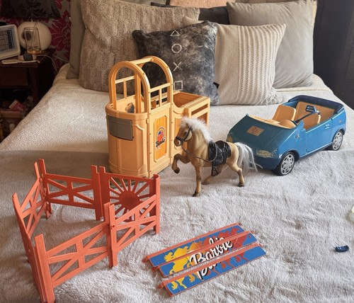 Vintage barbie car with horse - vintage,