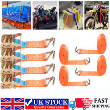 4Pcs Heavy Duty Ratchet Ties Down Straps 38mm 6Meter Lashing Cargo Luggage 2Ton