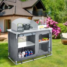 Large Camping Kitchen Cook Table Stand Folding Storage Unit Portable Outdoor BBQ
