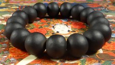 Buddha MALA BEADS Blessed BLACK BRACELET REAL LEK NAM PEE THAI MAGIC STEEL 14 mm