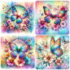 Set of 4 Butterfly Square MDF