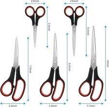 5 Pcs Stainless Steel Scissor Set Sewing /Kitchen/ Household / Office / General