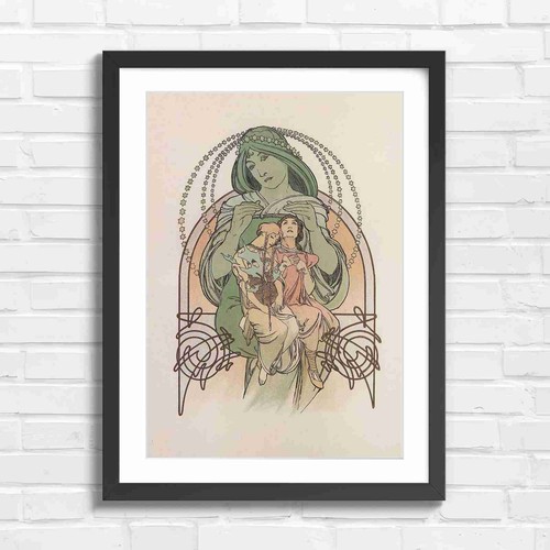 Art nouveau mother with two - art,