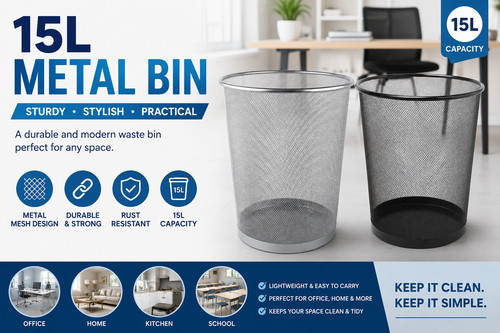 15l metal mesh bin round - mesh,