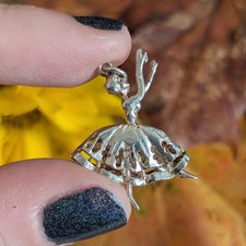 Vintage Silver Articulated Ballerina Charm Moving Dancer Pendant