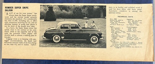 Car advert 1956 humber - advert,
