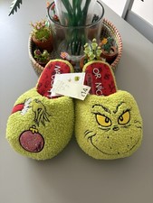 Brand New Women’s Grinch Xmas Slippers  Size 3-4 Eu 36-37 Comfy Sole George