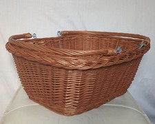 Handmade Natural Woven Wicker Oval Basket with 2 Folding Handles Large size