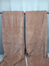 Large Velvet Style Curtains Beige Heavy Lined Drapes Vintage 90s W44" x D72"