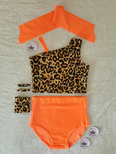 (#64) Age 5/7 Freestyle Dance Asymmetric Cropped Top/Showgirl Briefs 7 Piece Set