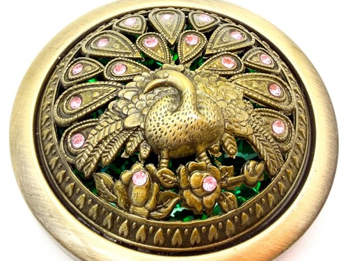 Peacock compact mirror antique - peacock,
