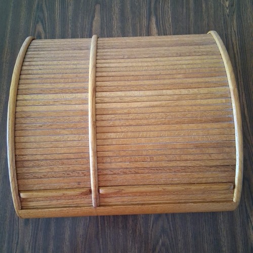 Teak wood roll top desk - wood, roll-top